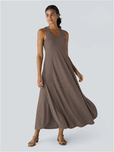 ZAFUL Women's U Neck Backless Split Flowy Maxi Casual Tank Dress